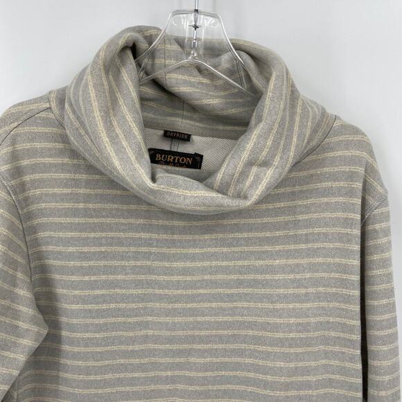 Burton Turtleneck Sweatshirt Women's Size S Gray Cream Stripe Cowl Pullover - Picture 3 of 8